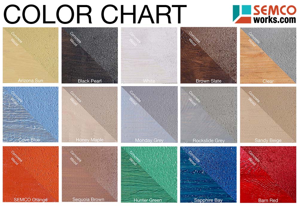 SEMCO Liquid Membrane color chart